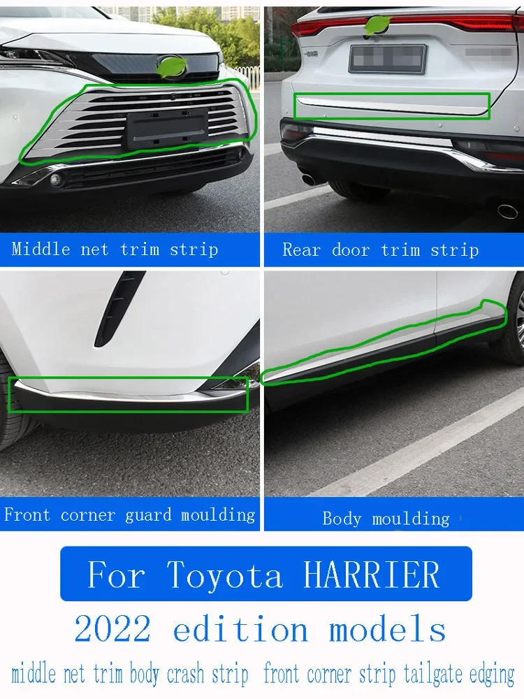 For Toyota HARRIER stainless steel mesh trim body crash strip front corner strip tailgate edging 2022 edition models