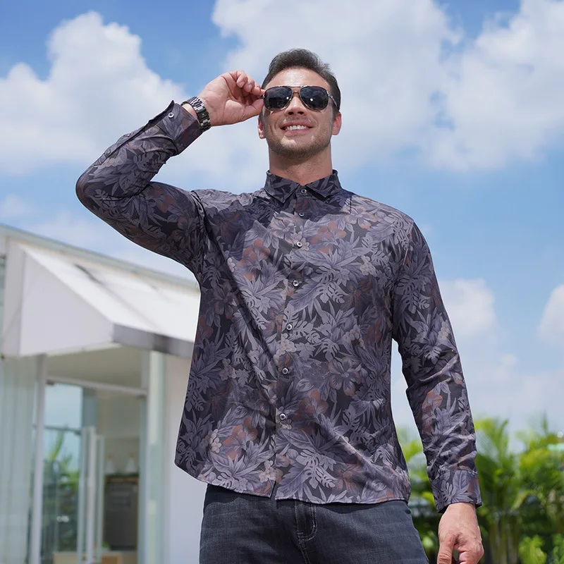 

Мужские длинные свеки больших размеров с цифровым принтом, весна-осень, новые теплые брюки Fat Brother, свободный крой с цветочным узором