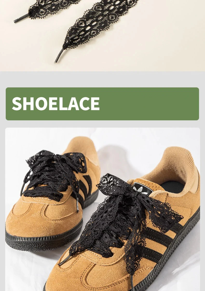 Modische Seiden-Spitzen-Schnürsenkel, 3 cm breit, flache, elastische Schnürsenkel für Damen-Sneaker, Freizeitschuhe, verschiedene Farben zur Auswahl – Detail 10