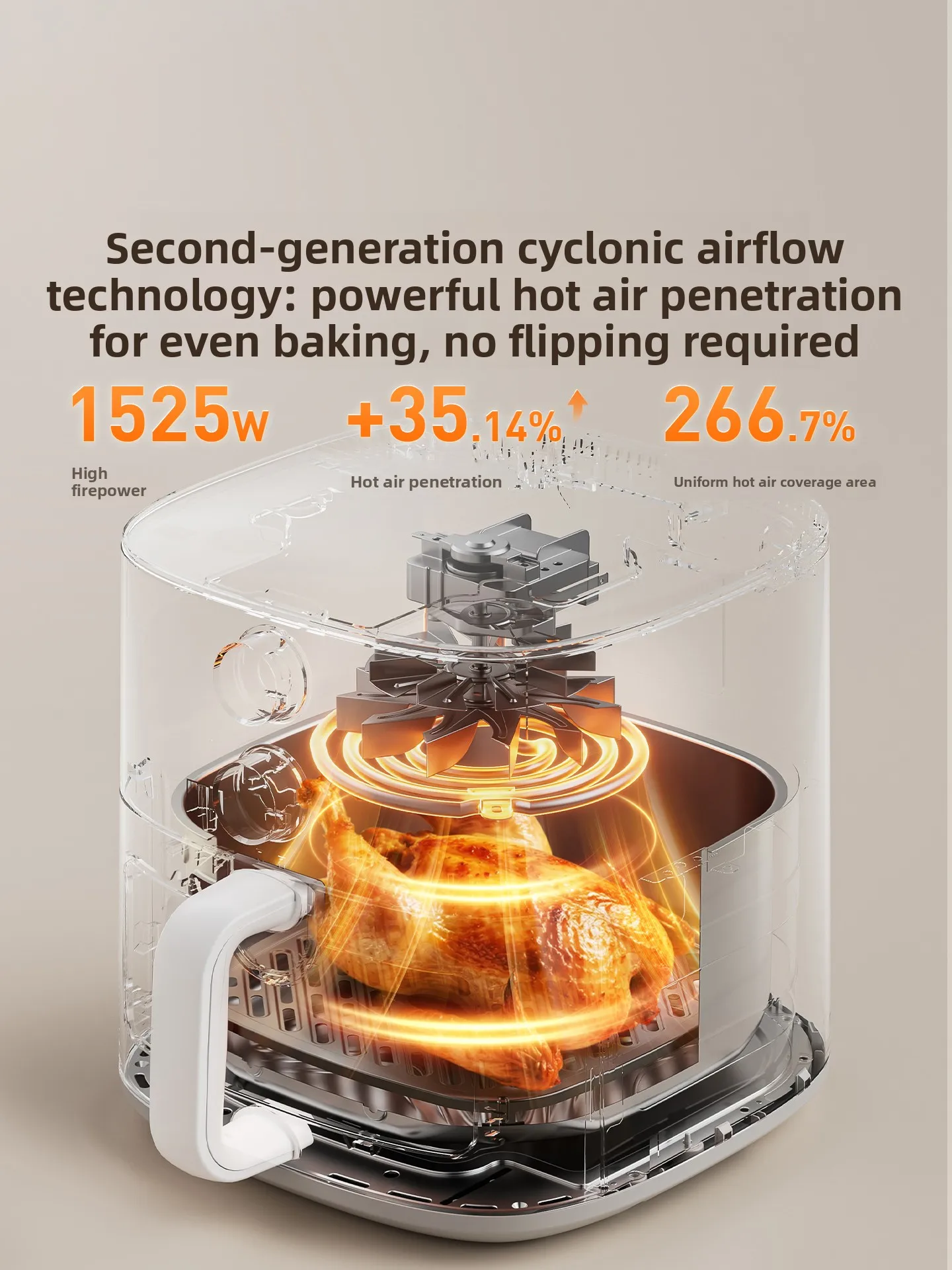 New Large Capacity Visible Household Air Fryer Multifunctional Electric Cooking Machine No Flip Required
