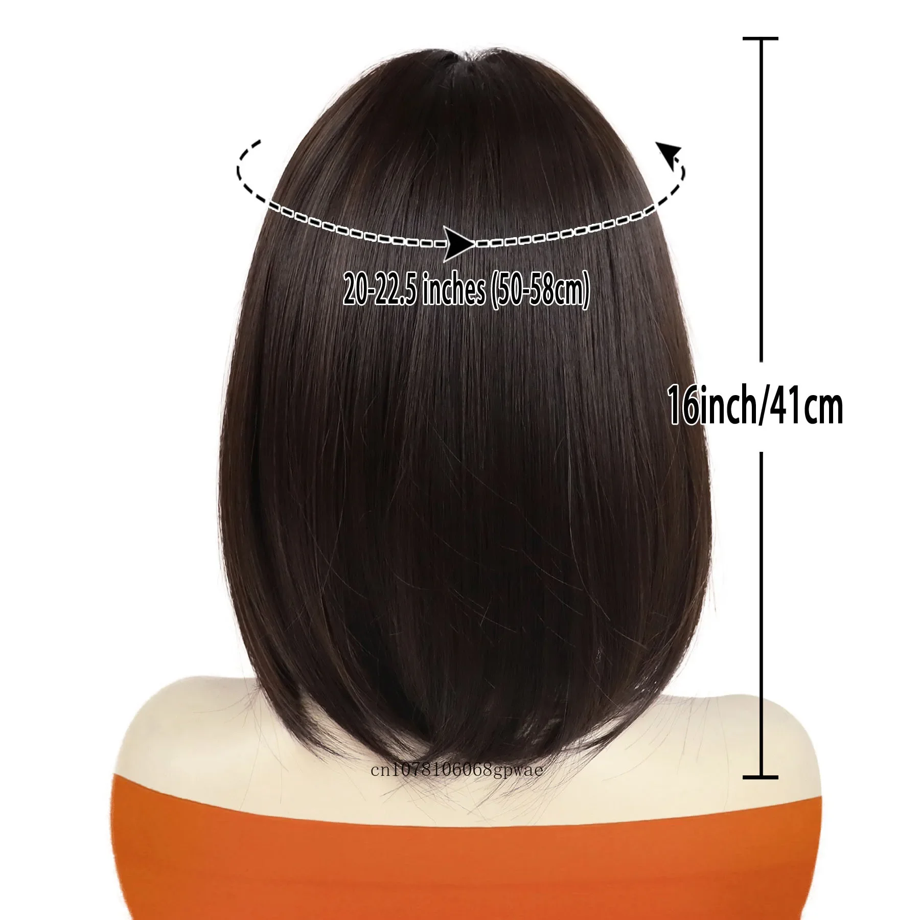 여성용 합성 짧은 갈색 가발 및 안경 앞머리가 있는 자연스러운 스트레이트 밥 가발 내열성 일상 코스프레 파티