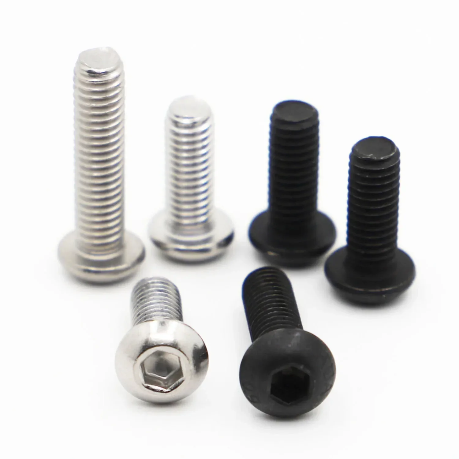 5-50PCS M2~M8 304 Stainless Steel / Black 10.9 Grade ISO7380 Hex Socket Button Head Screws Allen Bolt Screw