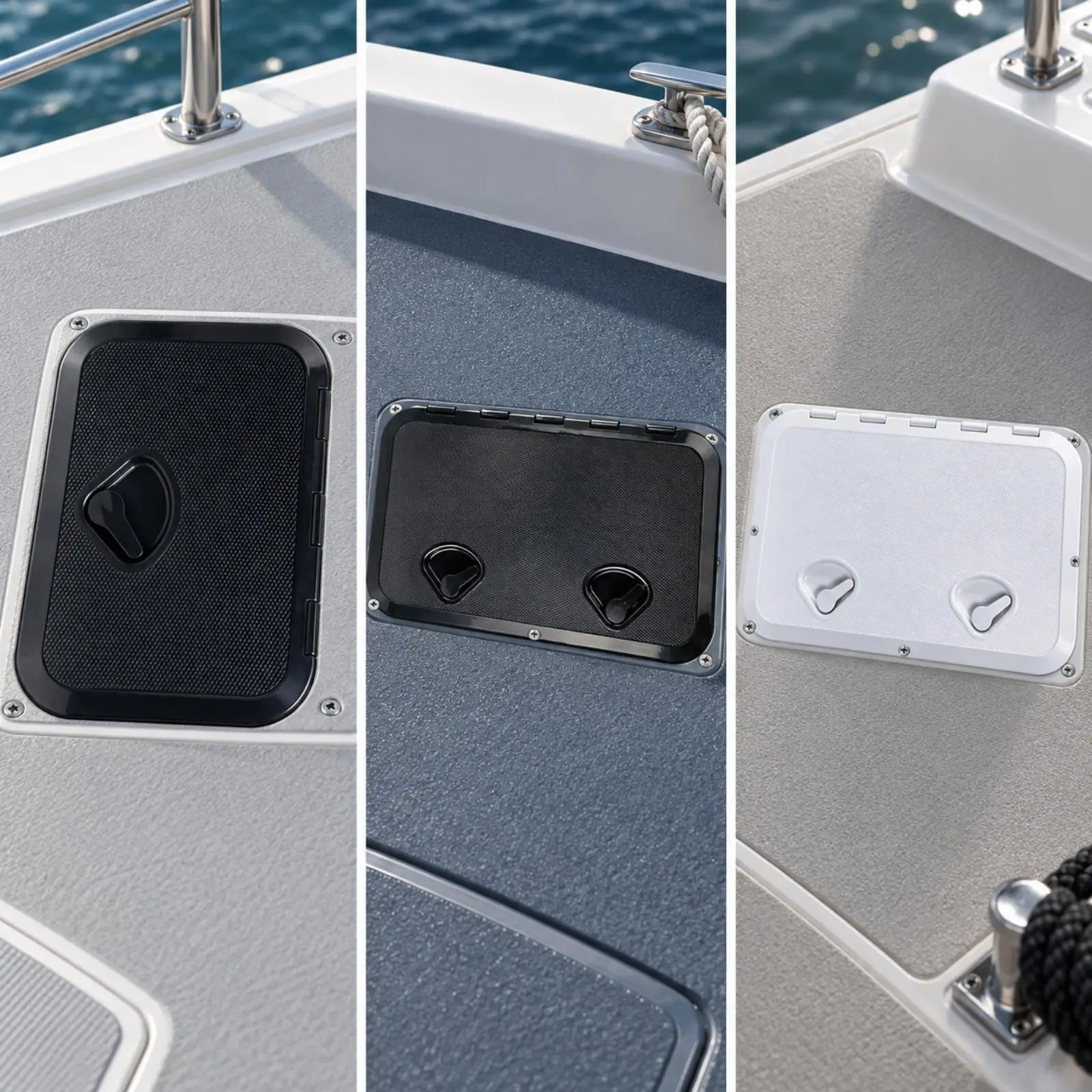 ABS Boat Deck Hatch Cover with Hinges for Marine Yacht Storage Access Lid Textured Rounded Corner Design view 6