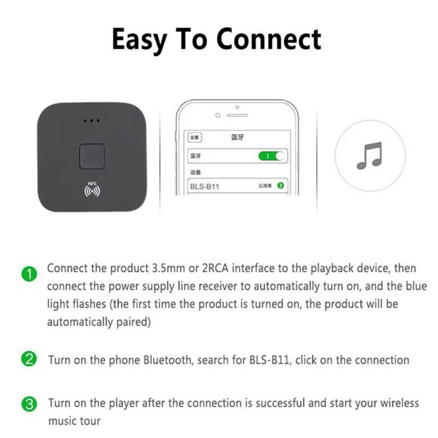 Bluetooth 5.0 RCA Audio Receiver AptX Le 3.5mm AUX Jack Music Wireless Bluetooth Adapter With NFC for Car TV Computer Speakers