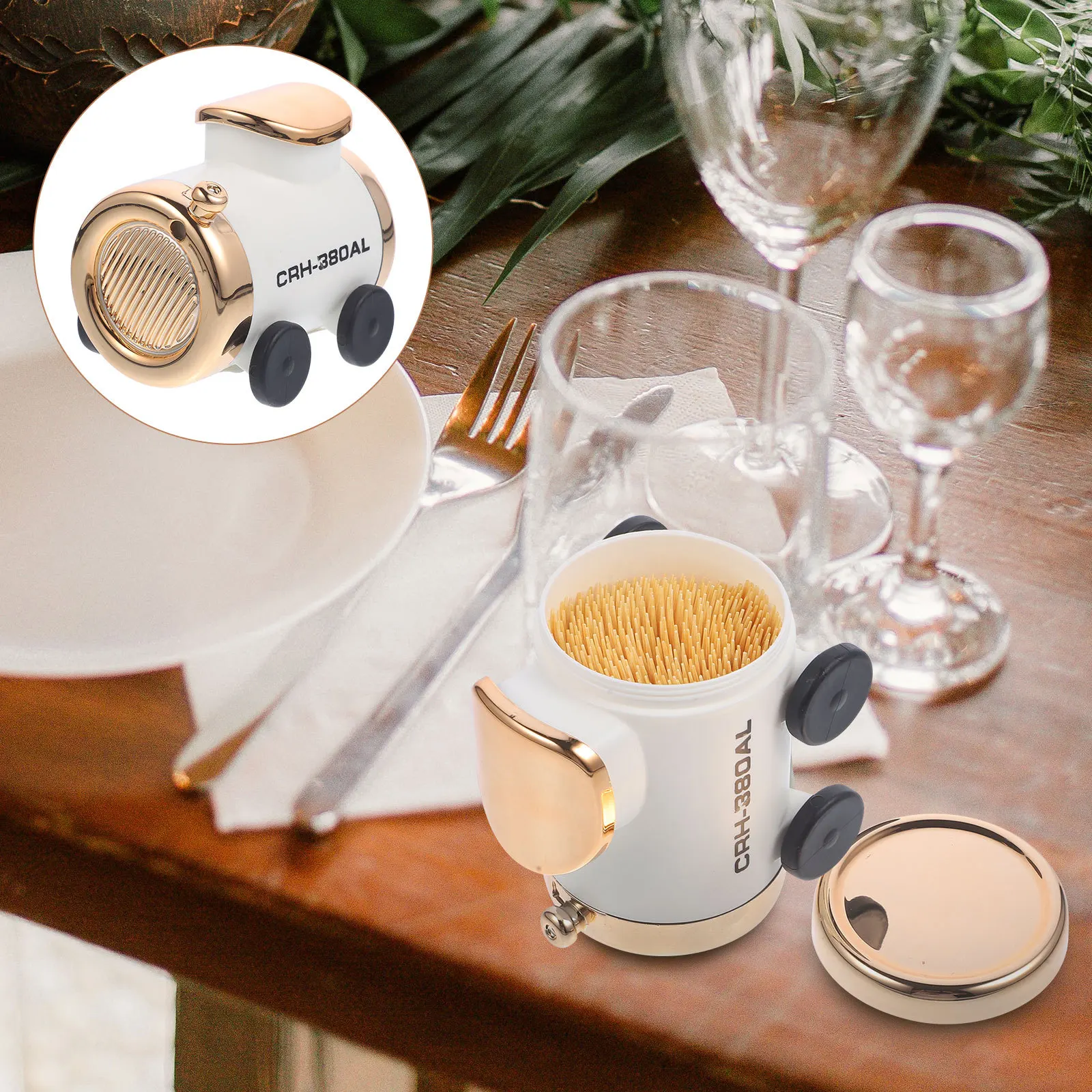 

Toothpick Holder Plastic Train Design Compact Portable Toothpick Storage Box Case Dispenser for Home Bar Hotel