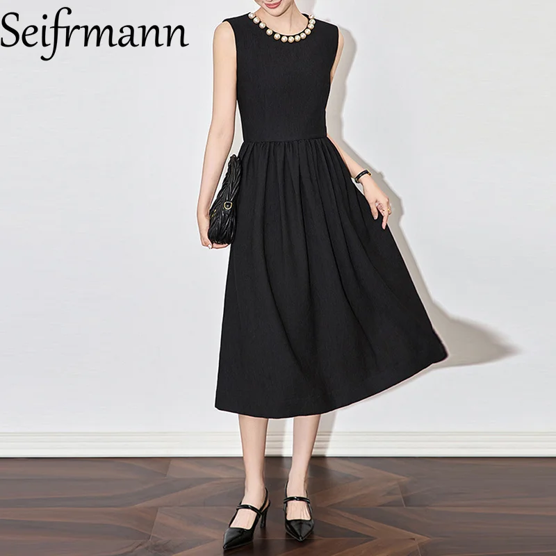 Seifrmann – robe mi-longue sans manches pour femmes, couleur unie, Slim, longue, élégante, vêtements de soirée en boîte de nuit, nouvelle collection printemps été 2025