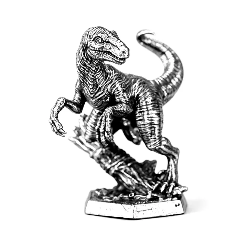 Solid White Copper Dinosaur Mini Figurines T‑Rex Dilophosaurus Eoraptor Troodon Desktop Car Interior Chess Decor Ornament Gift