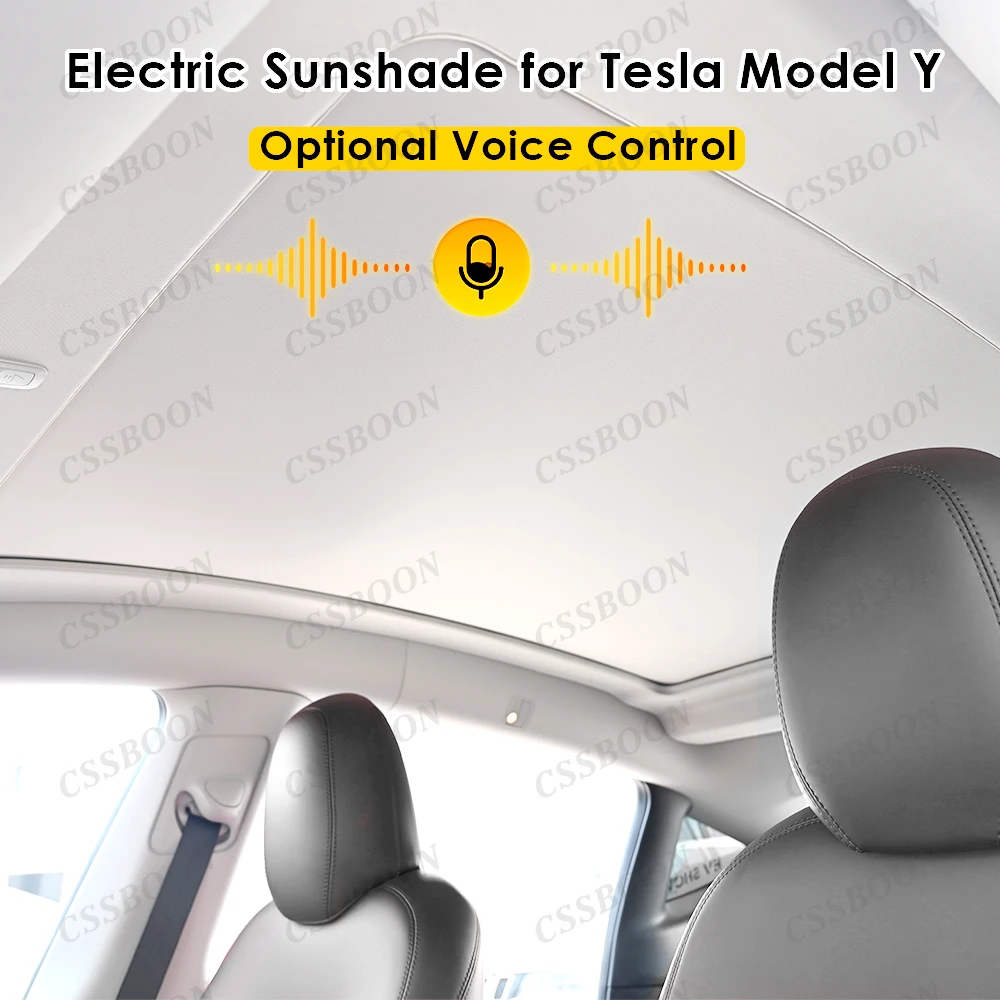 CSSBOON Car Interior Accessories Electric Sunshade Electric Glass Roof Sunshade for Tesla Model Y 2021+ Summer UV Protection