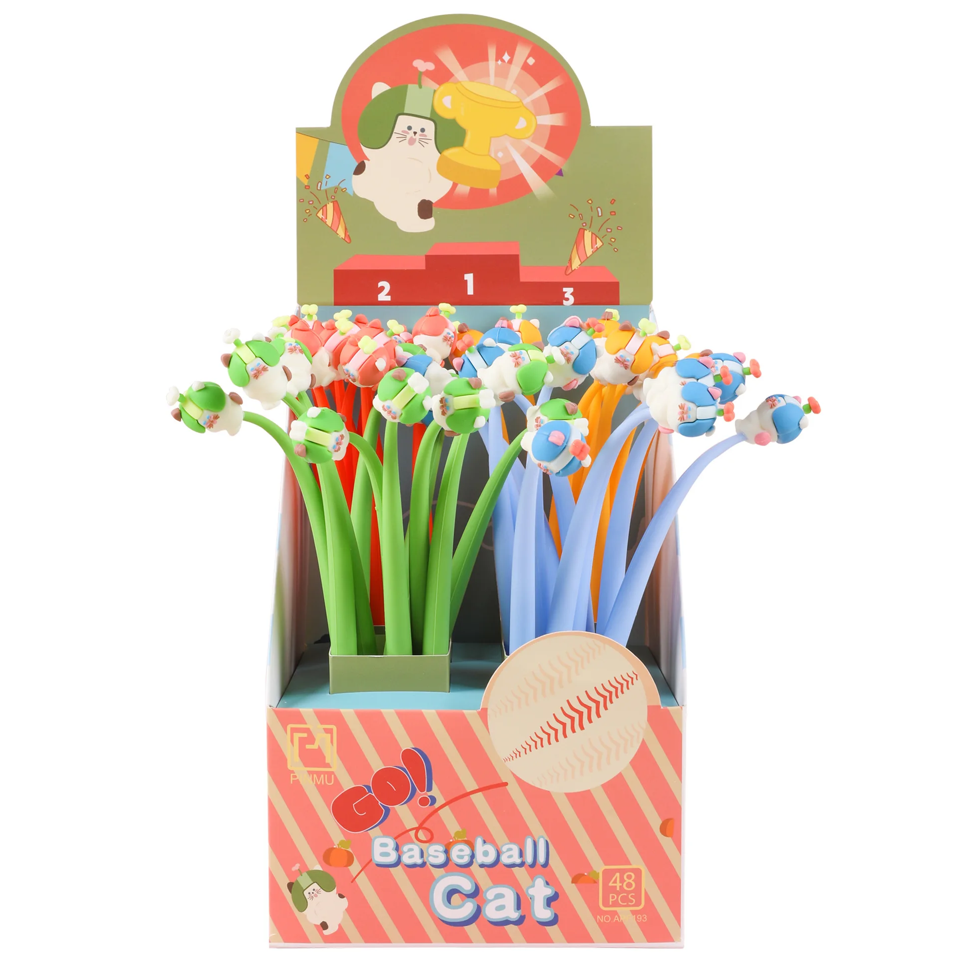 48PCS Creative Cute Cartoon Animal Kitten Silicone Modeling Neutral Pen Student Exam Office Signature Pen