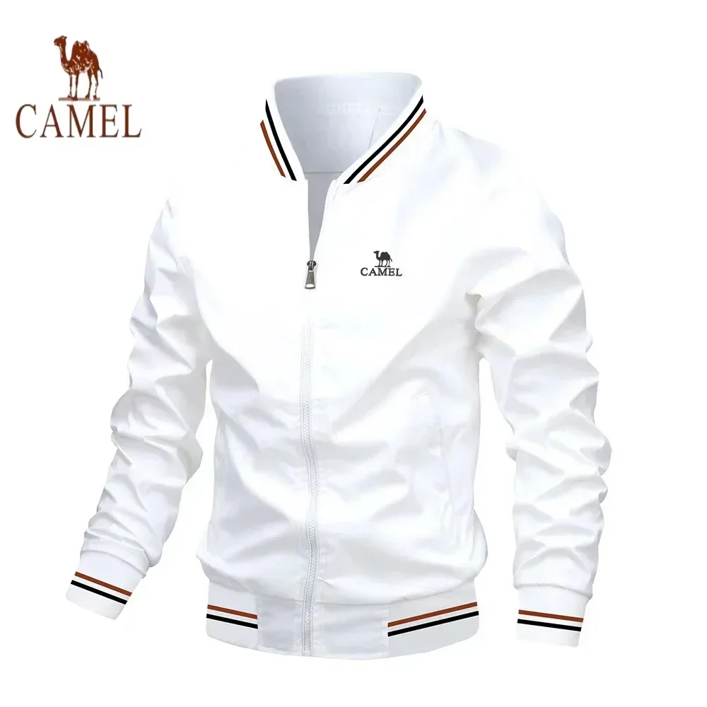 Camel-Jaqueta masculina com zíper, blusa esportiva casual de alta qualidade, elegante, primavera e outono, 2024