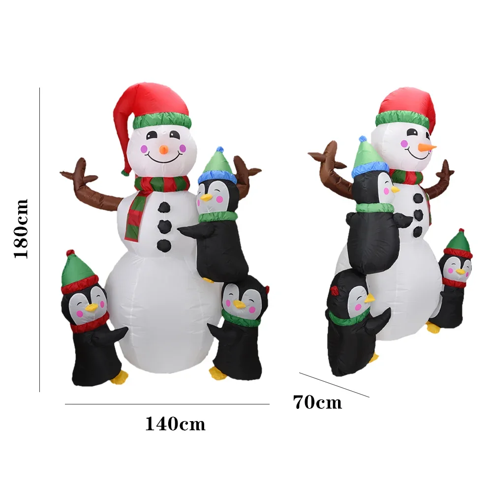 6FT Christmas Decorations For Home Outdoor Lighted Christmas Inflatable Snowman With Led Lights Penguin Toy Kids New Year Gift