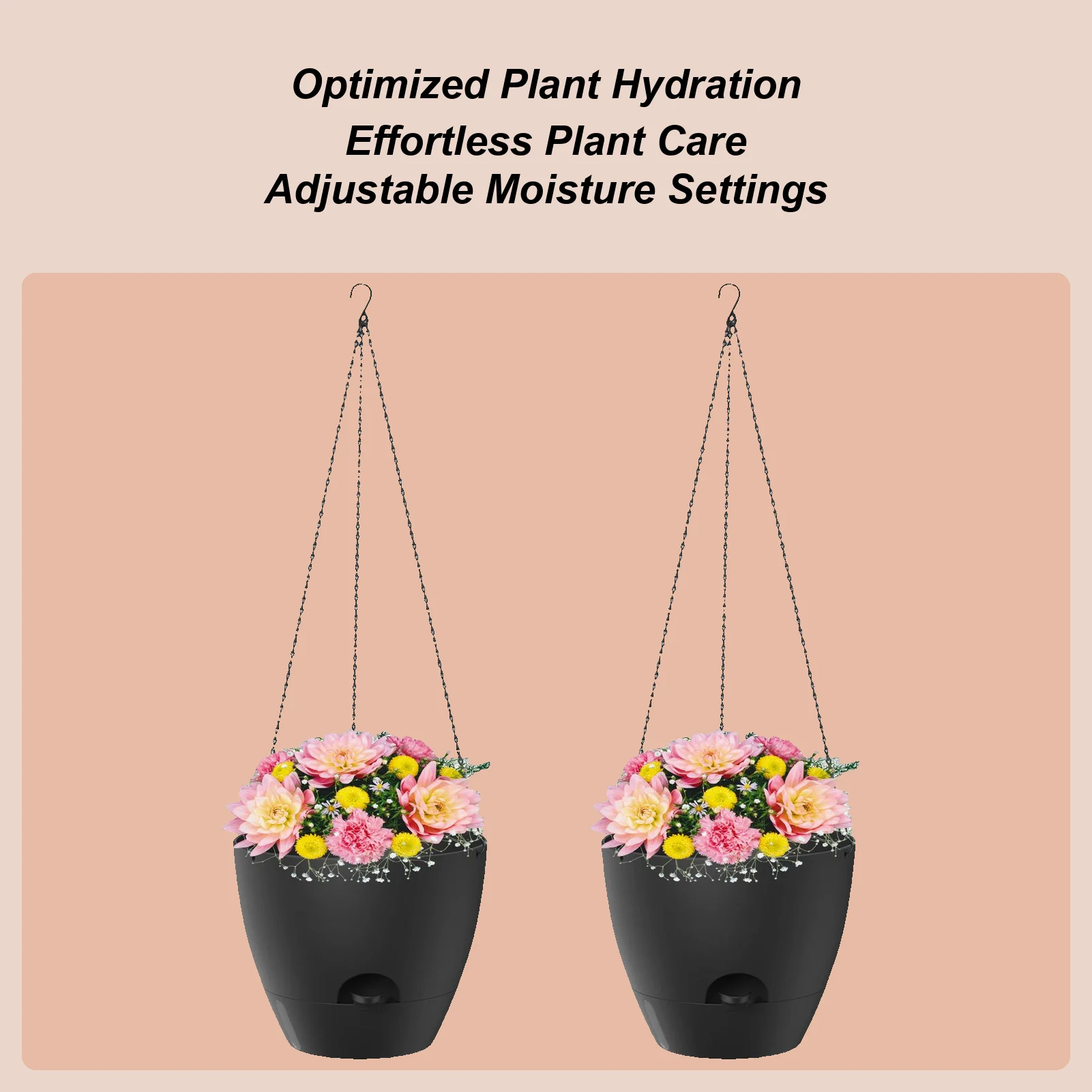 

Самополивный горшок, декоративный с корзиной-цепочкой, 2-х предметные горшки для цветочных растений для сада, для внутреннего и наружного домашнего настенного окна
