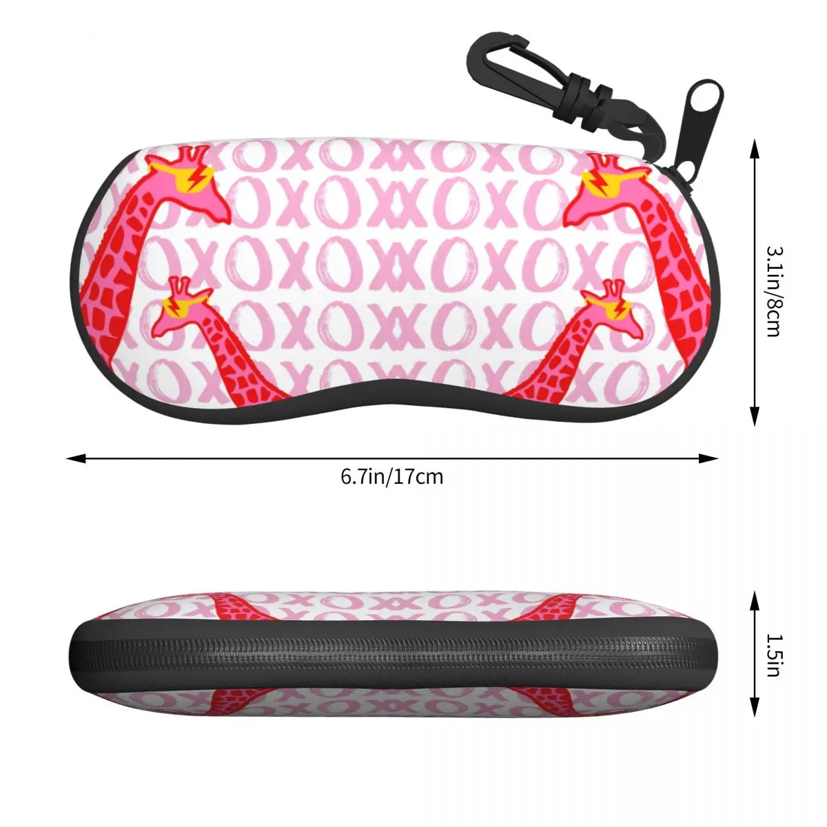 Custom Giraffe XOXO Shell Glasses Case Unisex Cool Pink Girl Purple Letter Aesthetic Eyeglasses Case Sunglasses Protector Box