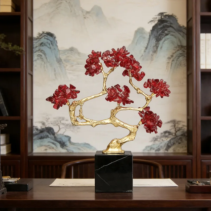 Amethyst brass fortune tree ornament, living room entrance TV cabinet wine cabinet ornament