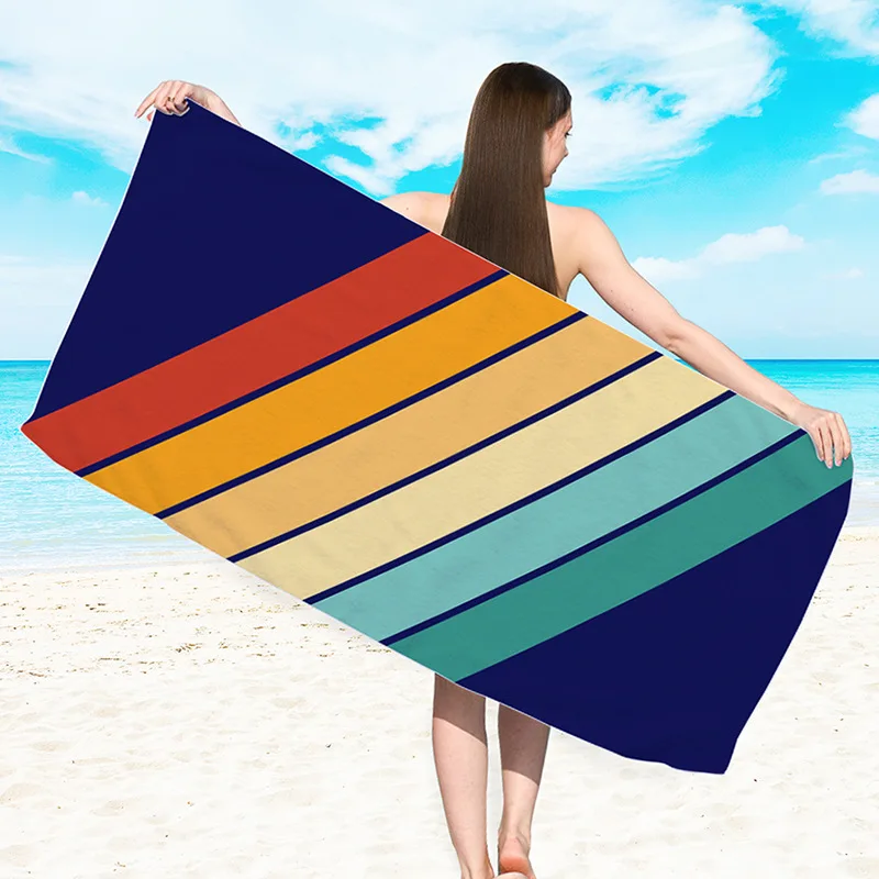 Quick Drying Swimming Towelbath Beach Towel Reversible Terry Cloth Digital Print Microfiber Towels Beach Towels for The Body