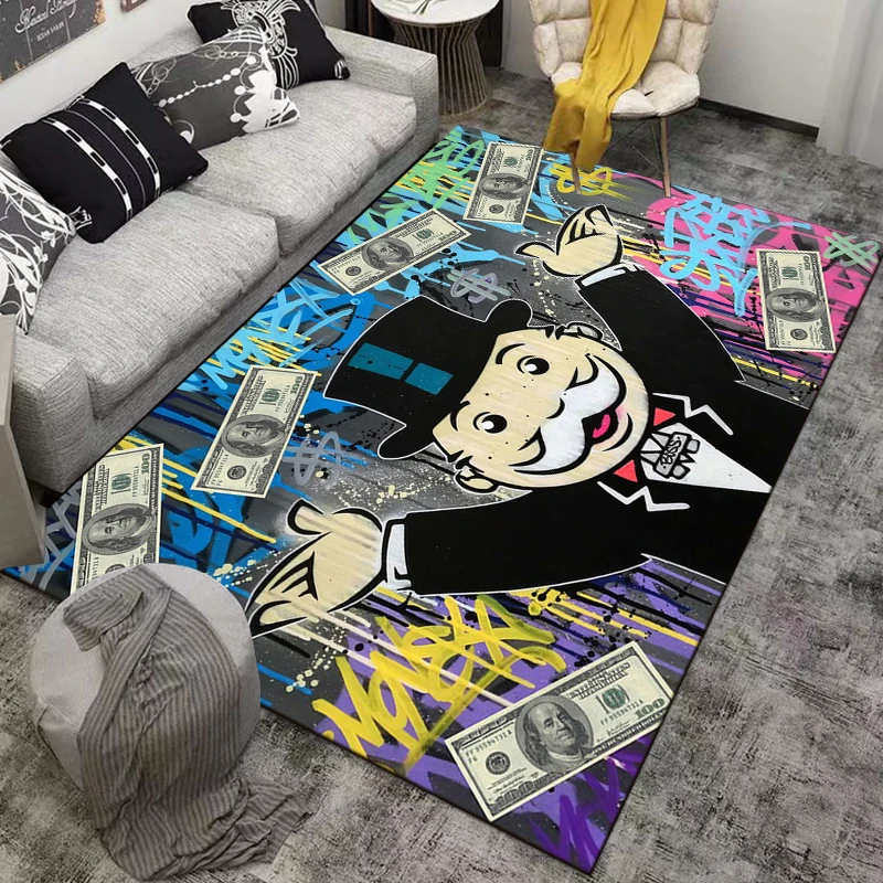 15 Sizes Cartoon Dollar Monopolys Pattern Rug Carpet for Living Room Bathroom Mat Creative Doormat Carpet for Bedroom Home Decor