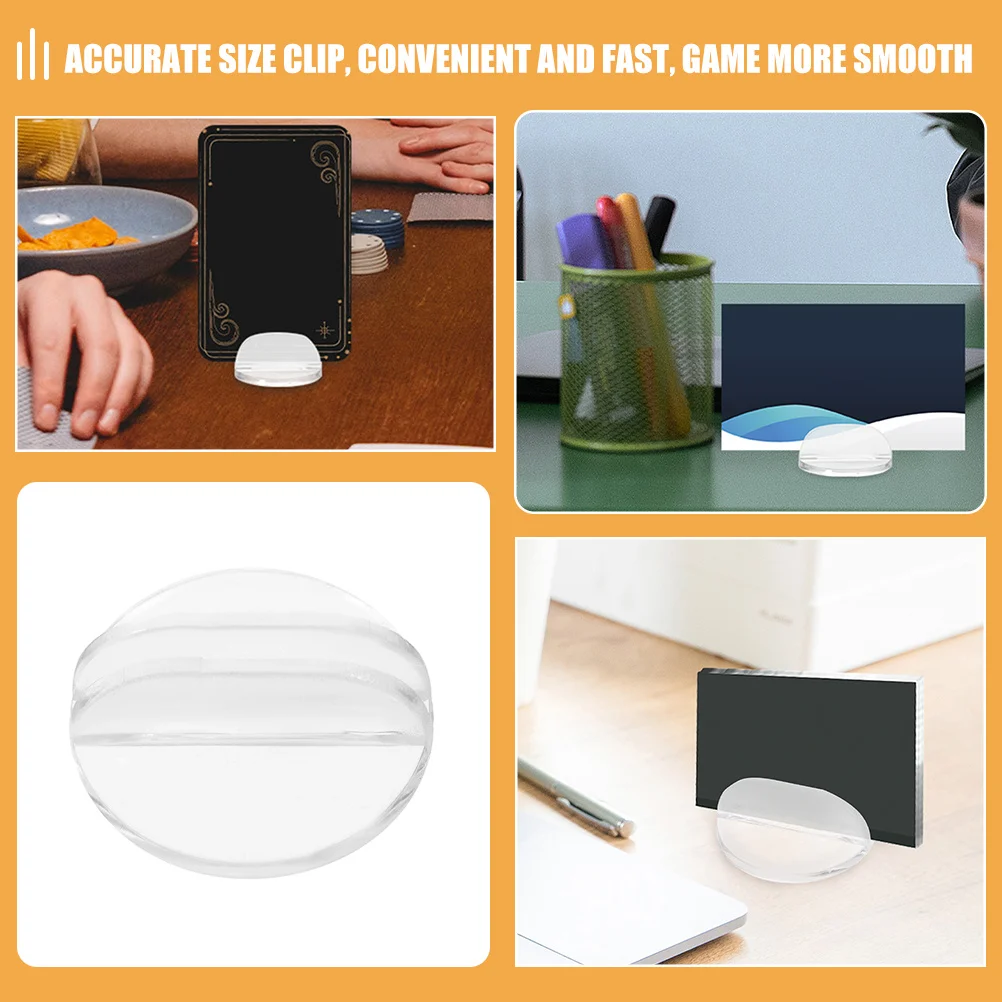 

100Pcs Transparent Round Card Holders Stable Non-Slip Game Desk Organizer Note Clip Place Card Stand Picture Holders
