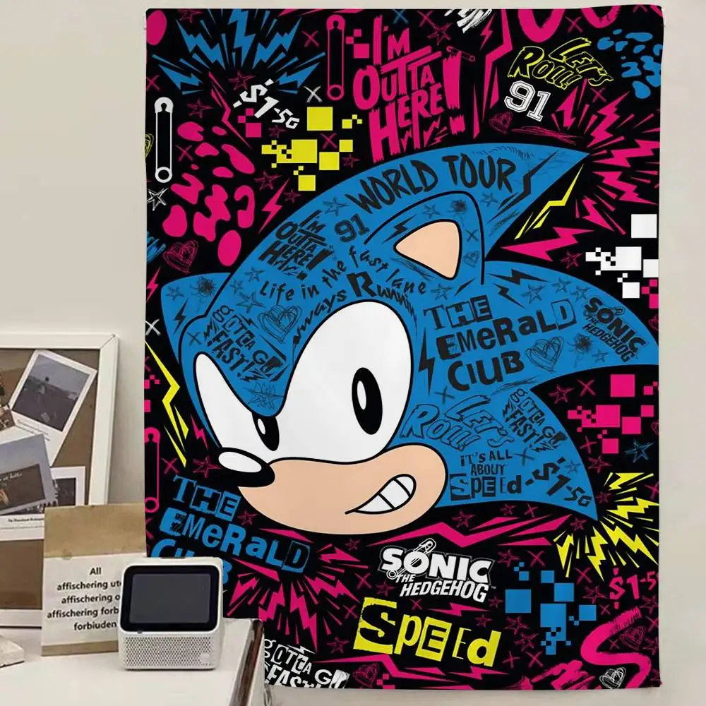 Cartoon S-Sonic Anime Tapestry Indian Buddha Wall Decoration Witchcraft Bohemian Hippie Wall Hanging Sheets
