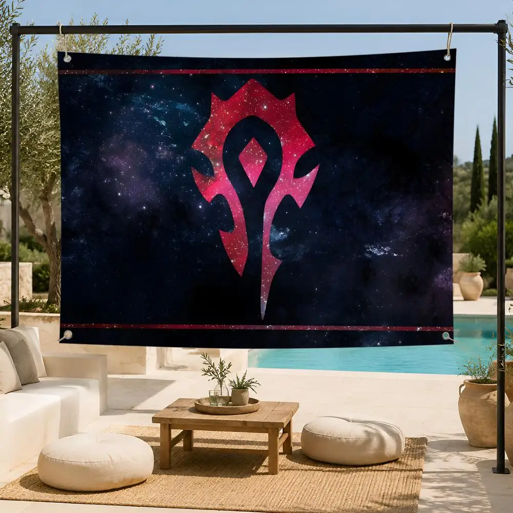 Game MMORPG Art W-World of Warcraft Flags Fan support, home, dormitory, wall decoration, outdoor camping, party banners, gifts