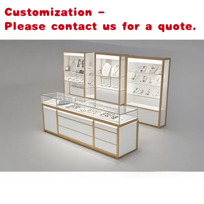 

custom.Modern Jewelry Display Showcase Counter | Glass Retail Display Cabinet with LED Lighting Jewelry Shop Design