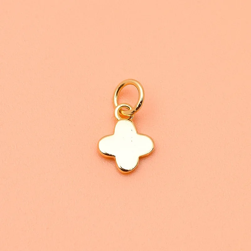 5PCS 925 sterling silver gold-plated pendant accessories Lucky grass pendant manual DIY beading material Jewelry material