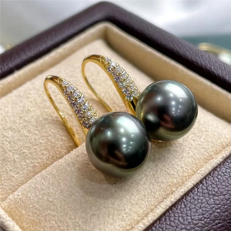 stunning 9-10mm south sea black pearl earring  925 sterling silver  jewelry for women  pearl earrings  earrings for women