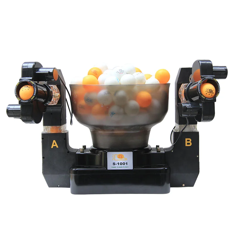 

Automatic Training Table Tennis Serve Robot Two Service Heads Two Exits 30-80 Balls/Min Black On-the-Table