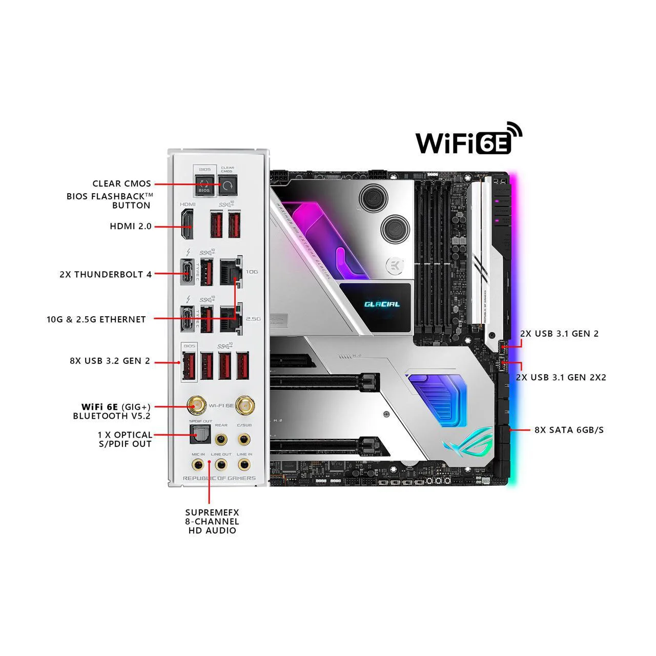 ASUS ROG Maximus XIII Extreme Glacial LGA 1200 Intel Z590 SATA 6Gb/s Extended ATX Intel Motherboard 11th/10th Gen Intel Core CPU