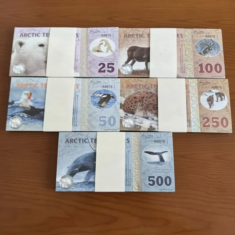 

5-100pcs UNC Arctic Banknotes 500 Dollars Bills Plastic Money with UV Serial Number Money Commemorative Collection Gifts