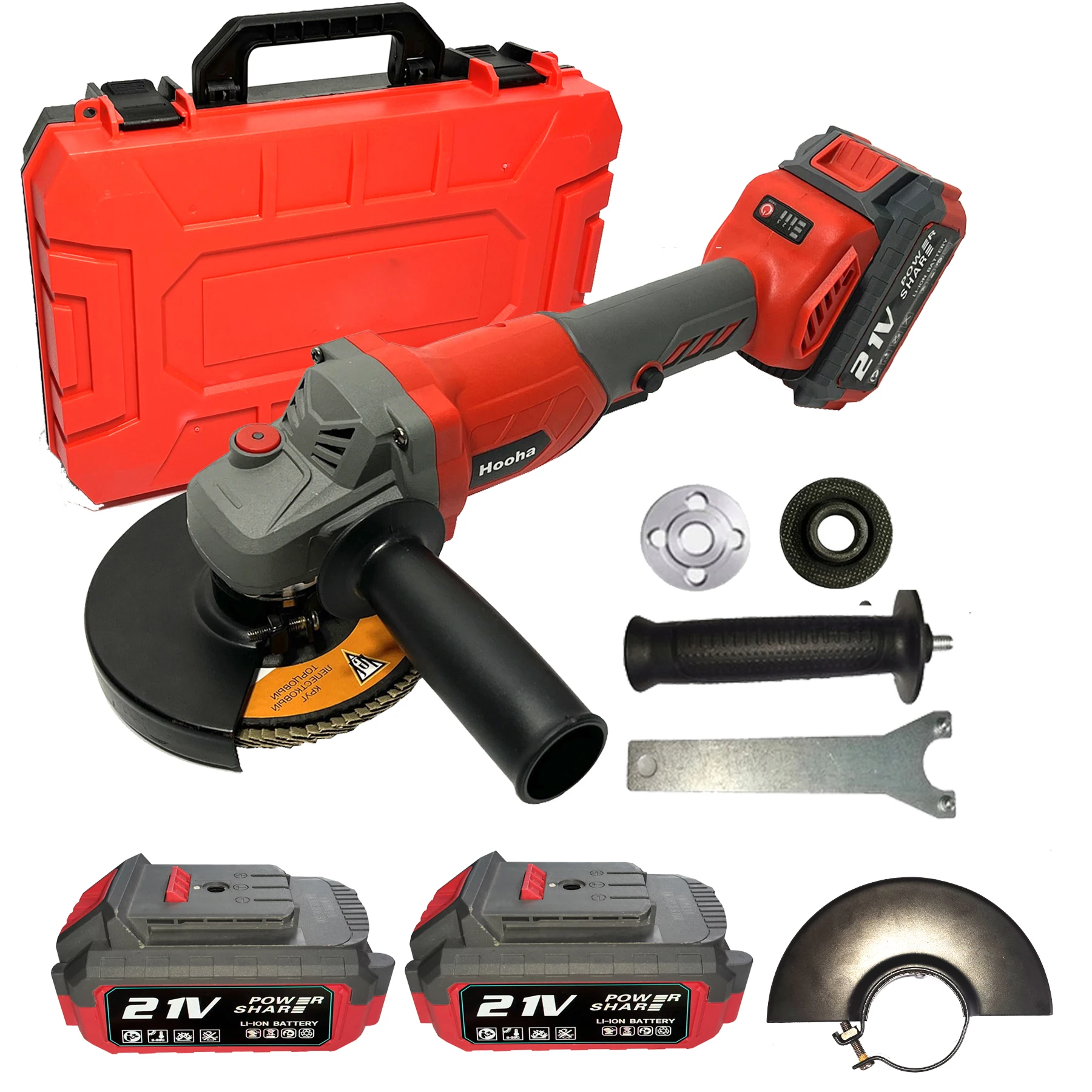 Cordless Angle Grinder, 21V Brushless Angle Grinder Tool 125mm 2 x 4.0Ah Lithium-Ion Battery & Fast Charge For Cutting Grinding