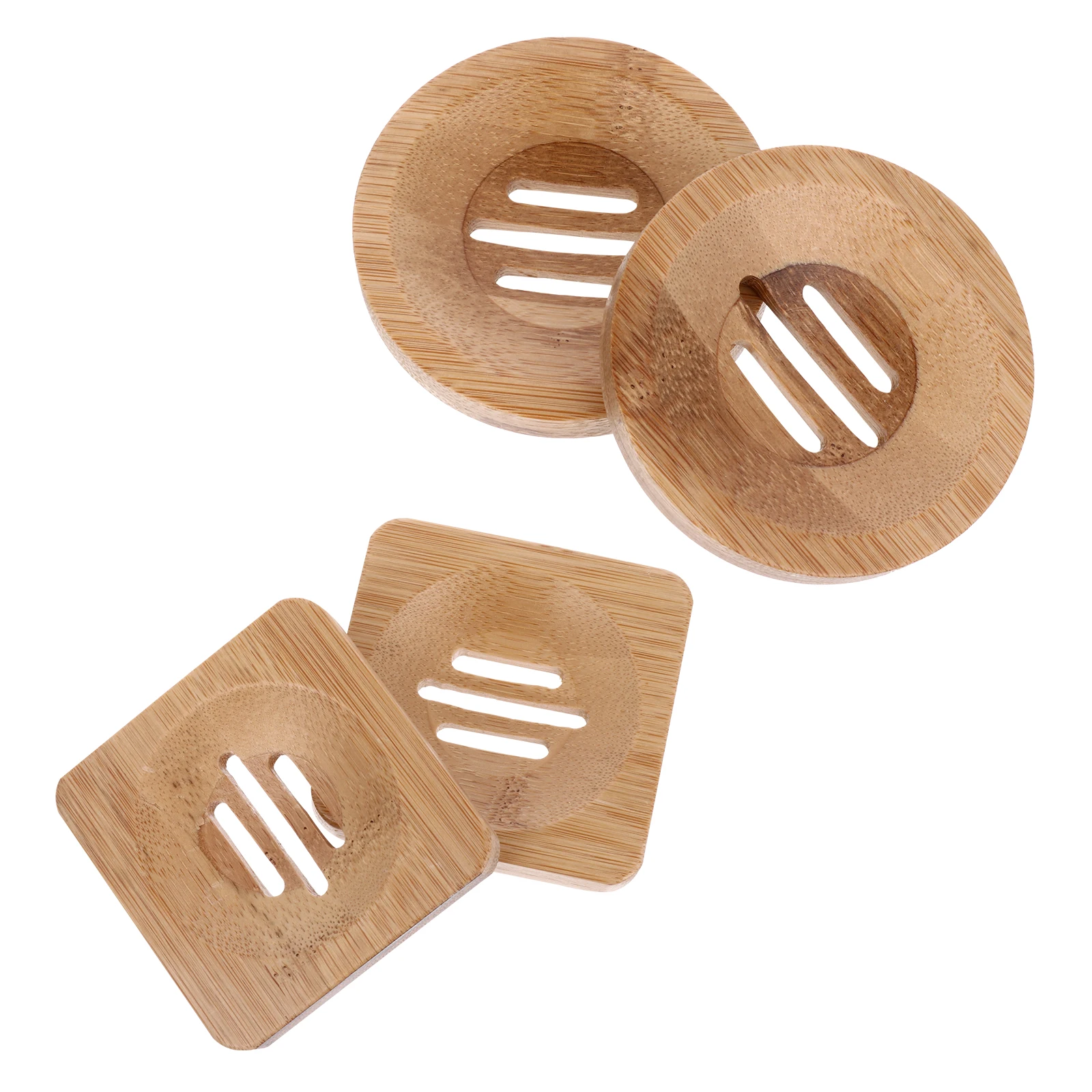 

4pcs Bamboo Dish Retro Design Stepped Drainage Storage Tray For Bathroom Bath Accessories Drainer Box Bamboo