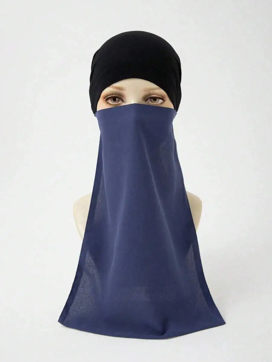 

Womens Chiffon Elastic Face Cover Hijab Scarf Breathable Lightweight Solid Color for Outdoor Travel Festival
