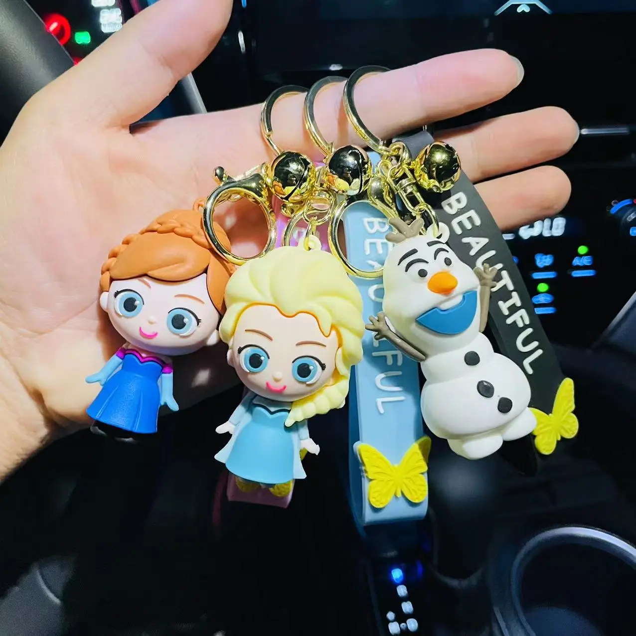 6cm Disney Anime Figure Frozen Elsa Anna Olaf Cartoon Keychain Bag Key Ring Pendant Accessories Children's Toys Birthday Gifts