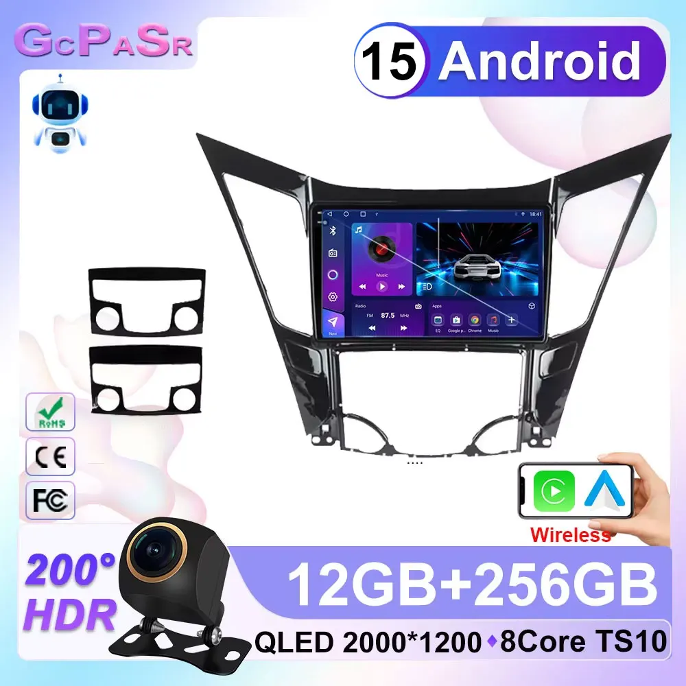 

For Hyundai Sonata 6 YF 2009 - 2014 Car Radio Android 15 Navigation GPS Stereo Auto Screen Multimedia Player No 2din DVD 5G Wifi