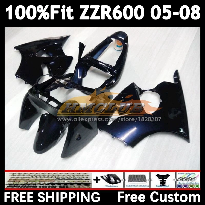 Injection Body For KAWASAKI NINJA 600CC ZZR600 154No.59 ZZR-600 ZZR 600 05 06 07 08 2005 dark blue 2006 2007 2008 OEM Fairing