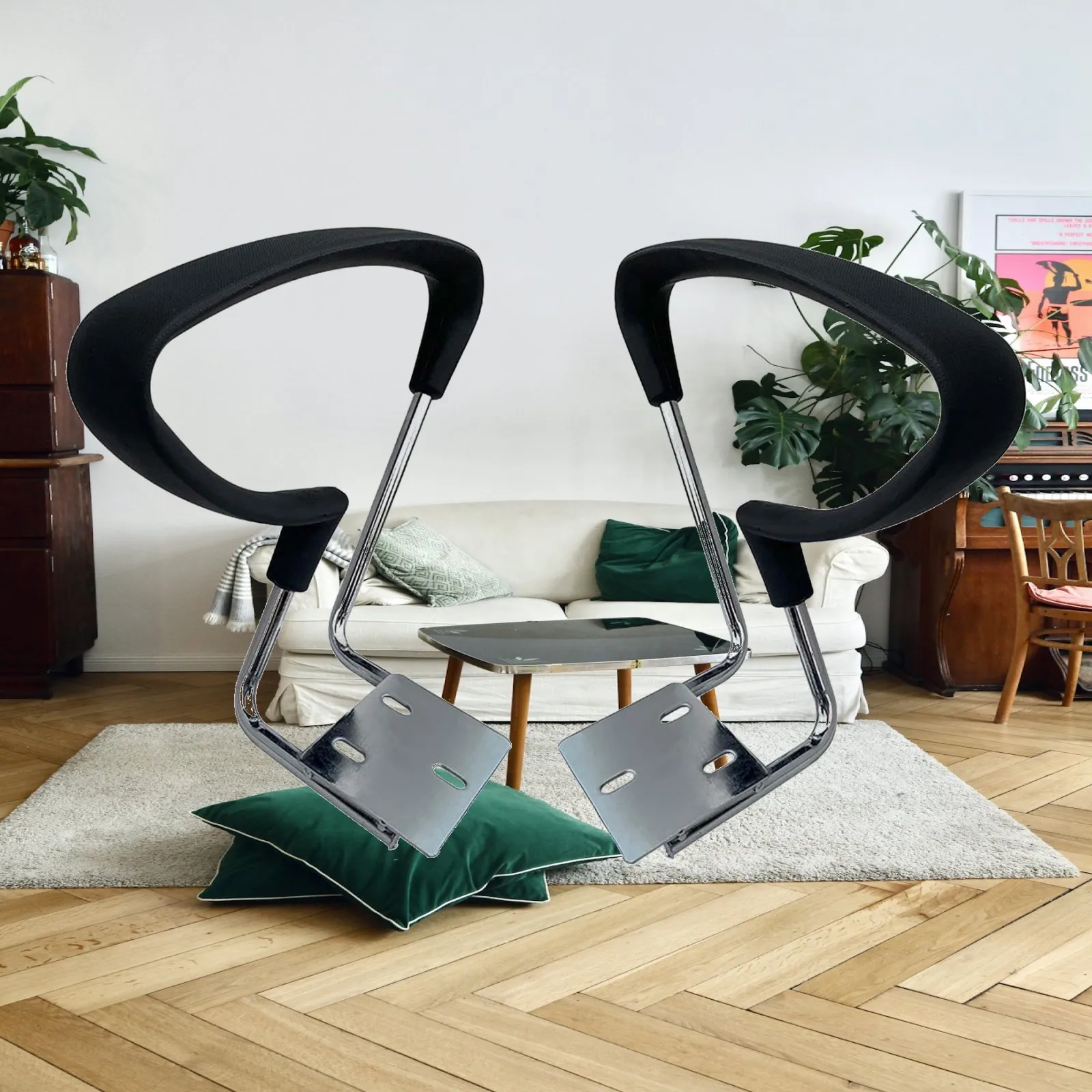 Suporte de Braço Ergonômico para Cadeira Gamer em Ferro e Plástico para Cadeira de Escritório com Altura Ajustável