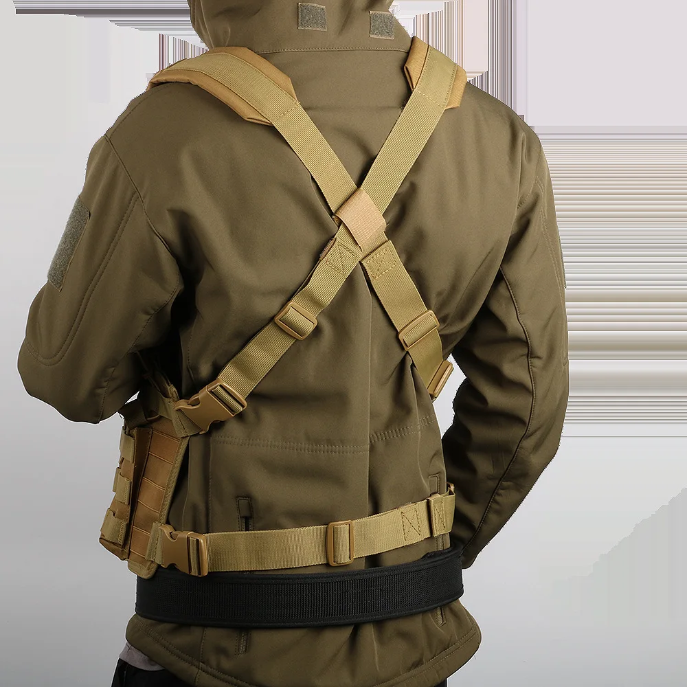 軍用タクティカルベスト AK M4 AR マガジンポーチ付き クイックリリース ハンティングベスト 調節可能な MOLLE チェストリグ CS エアガン訓練用