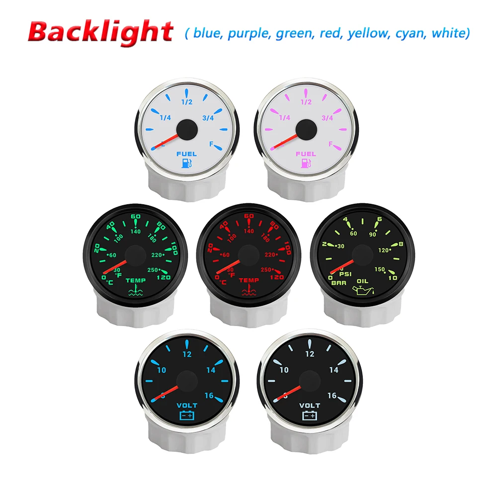 Rhaxel Cars 85mm GPS Speedometer 120 MPH 200M with 0-8000 RPM Tachometer with 52mm Fuel Level Water Temperature Oil Pressure 12V