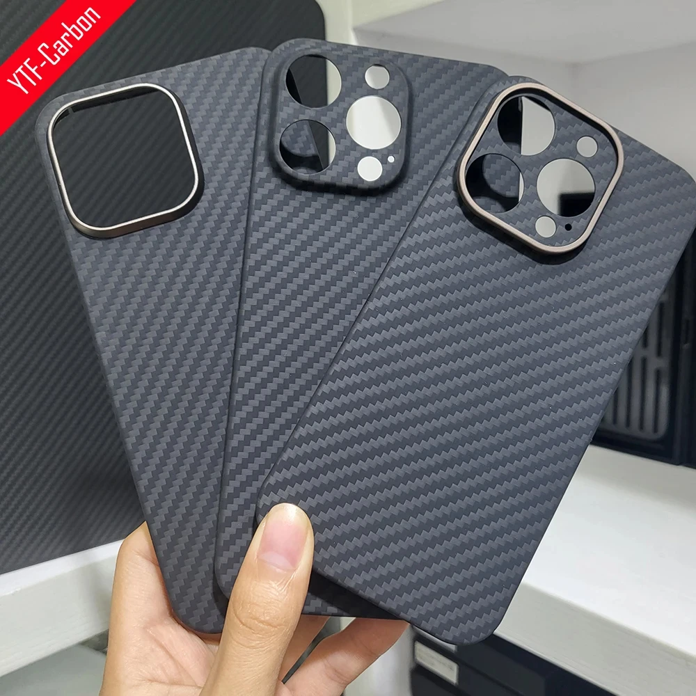 

YTF-Carbon For iphone 15 Pro max Case Luxury Carbon Fiber Matte Shockproof Bumper Ultra Thin Hard Cover For 15 Pro Case