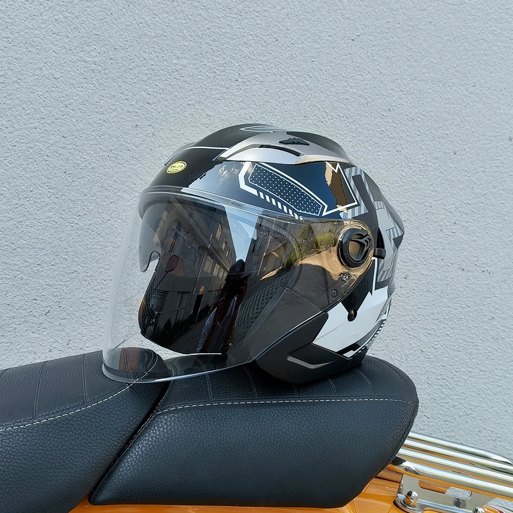 3/4 Open Face Helmet Four Seasons Fashion Motorcycle Helmet Safety Moto Men Women Double Lens Capacete De Moto DOT Approved