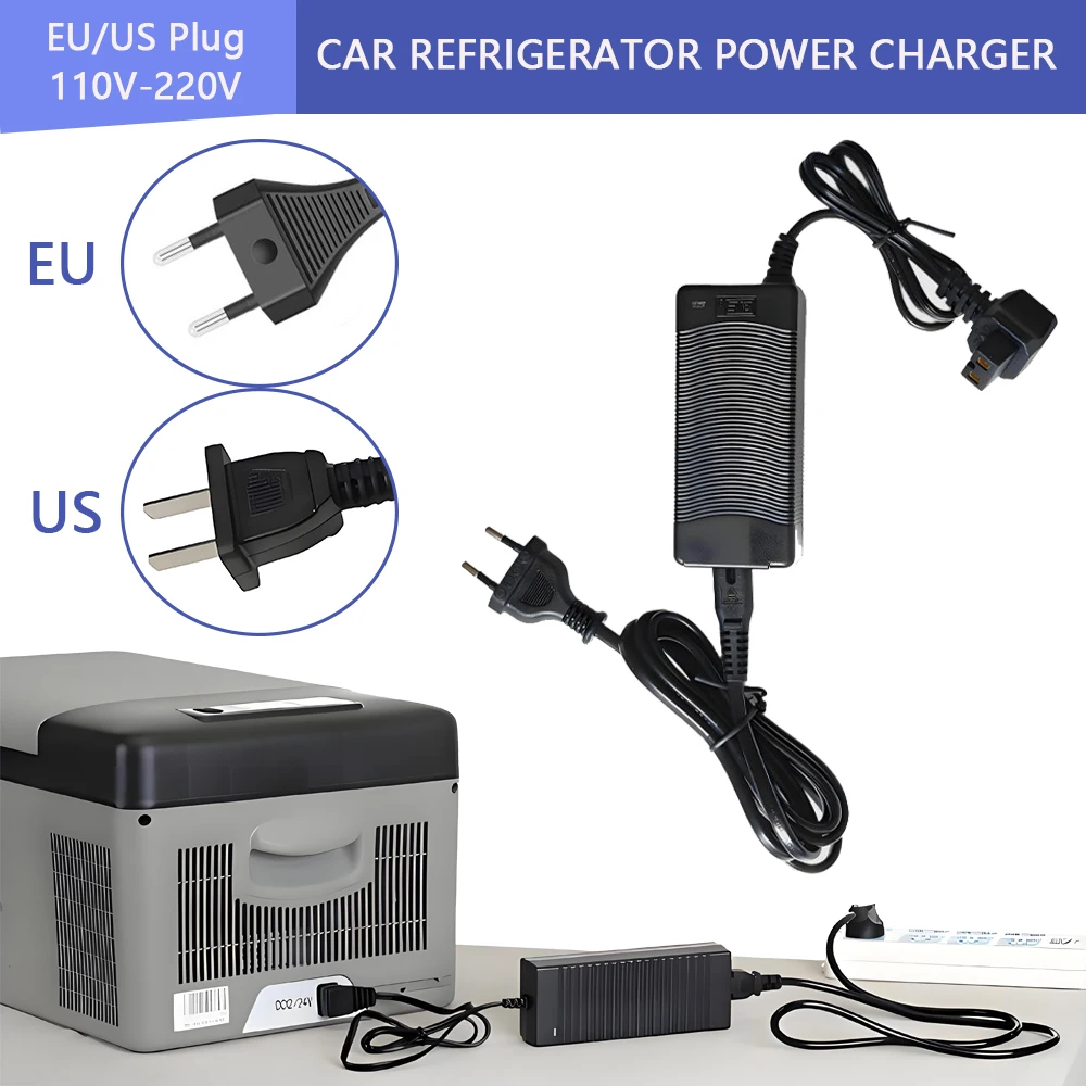AC/DC 100-240V 12V/24V Universal Car Refrigerator Power Line EU/US Plug Household Power Adapter Car Fridge Charger Accessories