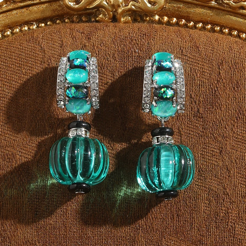 

Vintage Ice Blue Pumpkin Drop Earrings Resin Natural Element Unique Designer For Women 2026 New Trend Accessorie Halloween