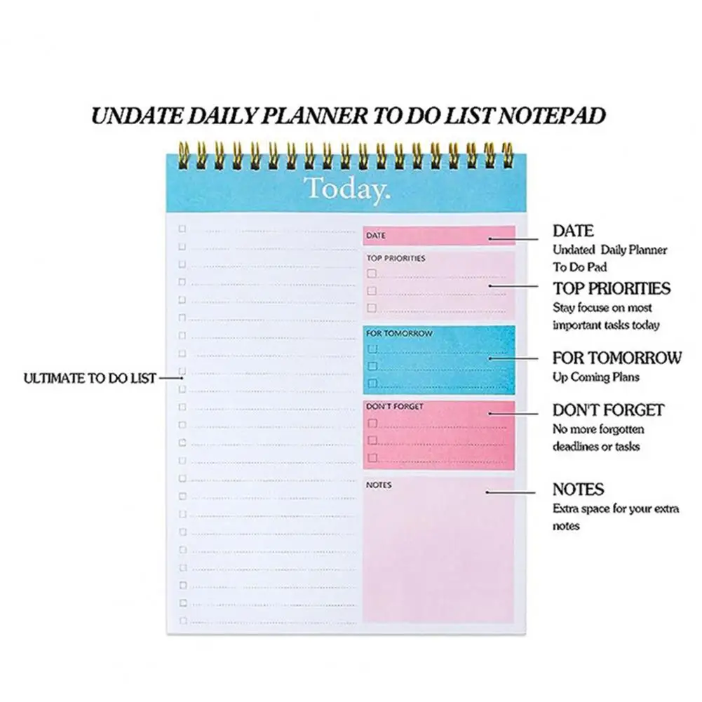 كتاب تجليد حلزوني للبائعين ، مخطط عمل متين للمهام ، إدارة الوقت ، لوحة تخطيط فعالة مع بروتيون ذاتي