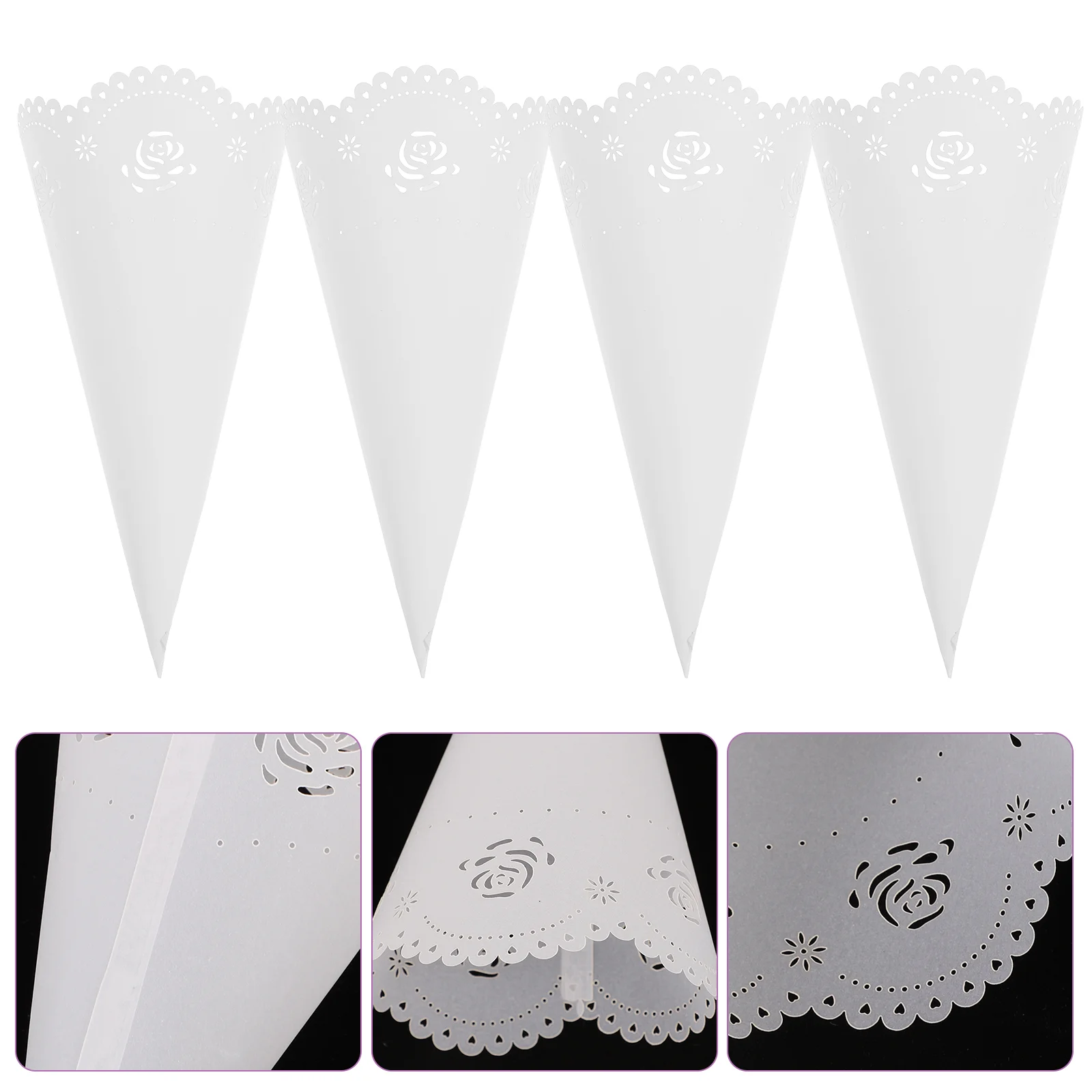 Conos de papel huecos para confeti, soportes de Vellum, pétalos artesanales, ramo de flores secas, 20 unidades