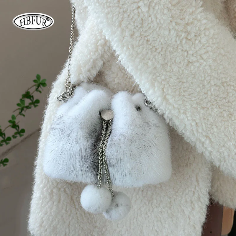 Women's Bag Luxury Hadbag Mink Fur Bag Ladies Small Bag Premium Sense Women Bags Commuter Bag Solid Colour Design Shoulder Bag