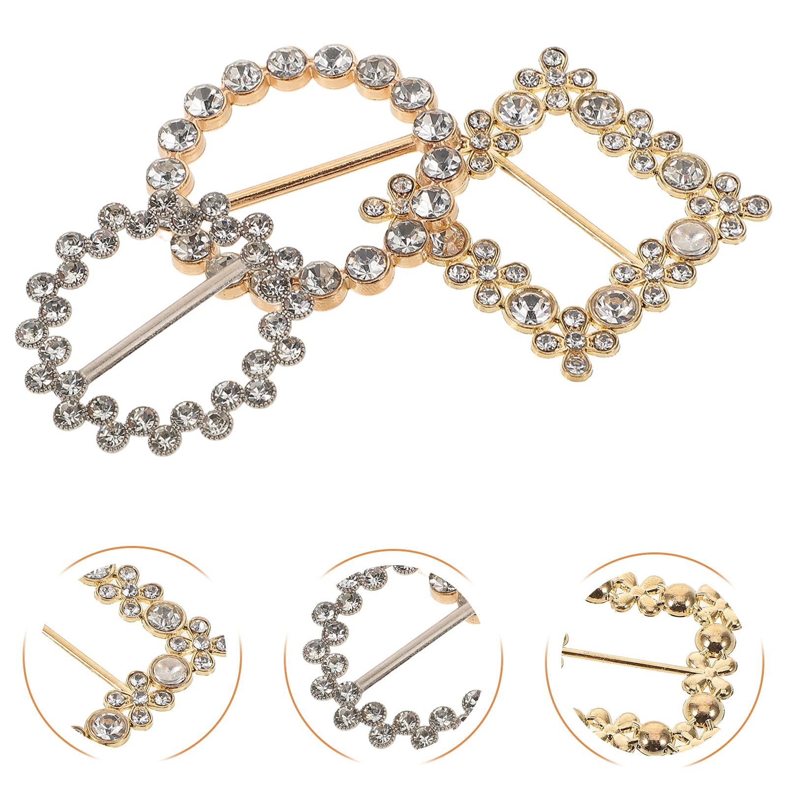 

6 Pcs Square Scarf Clips Knotted Buckles Tie Personalized Tee Shirt Alloy Pearl Corner