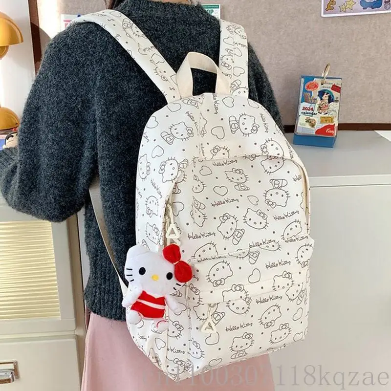  Hello Kitty Anime Backpack Cute Large Capacity School Bag for Students Commuter Travel Shoulder Bag Gift