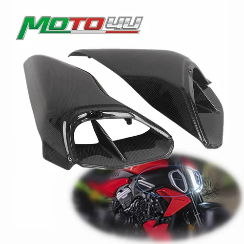 Ducati Diavel V4 용 실제 탄소 섬유 사이드 패널, 오토바이 액세서리, 사이드 페어링 플레인 위브, DiavelV4 2023 +, 2 개