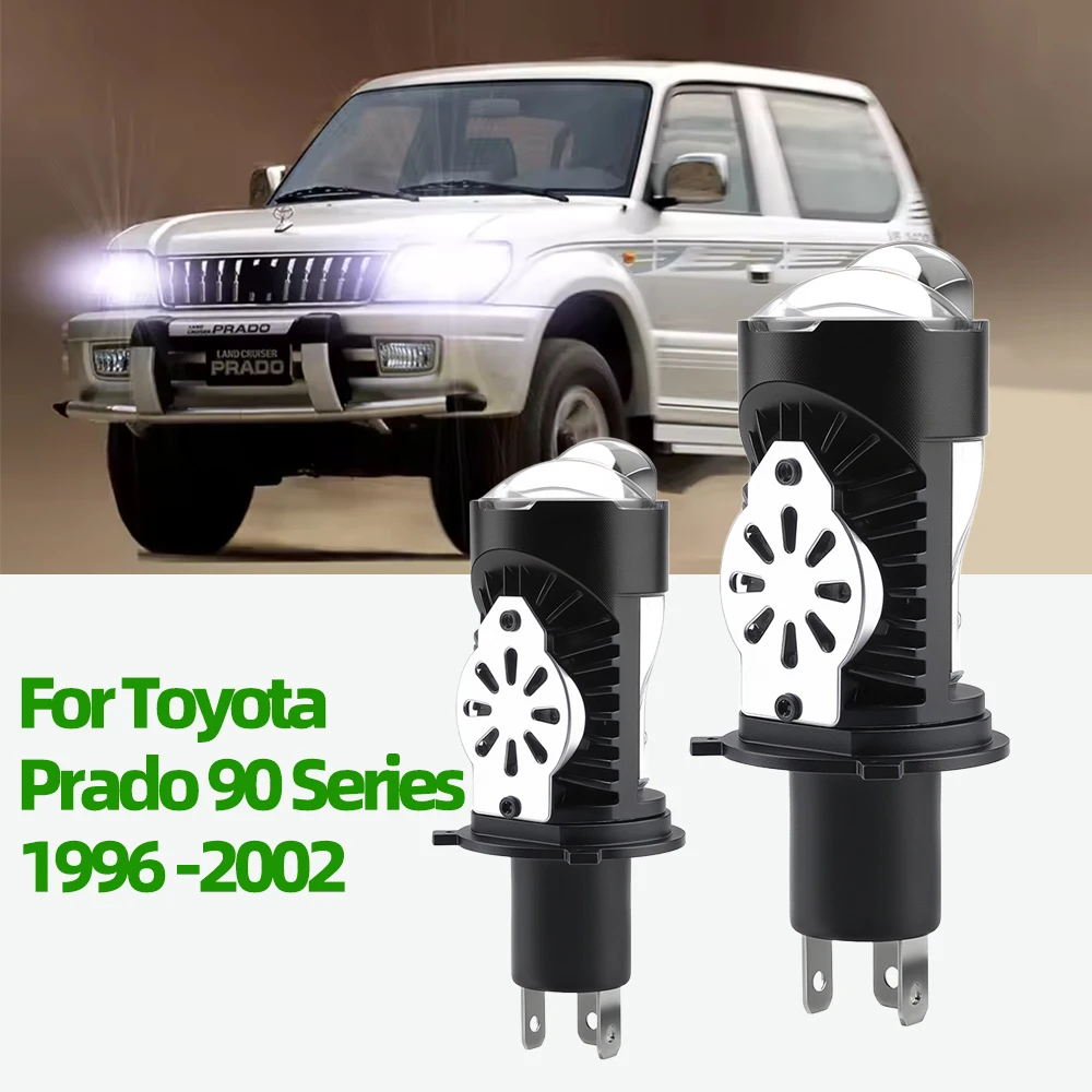 2Pcs LED Projector Headlight Bulbs Hi/Lo H4 HB2 9003 Lens 30000LM For Toyota Prado 90 Series 1996-2002 1997 1998 1999 2000 2001