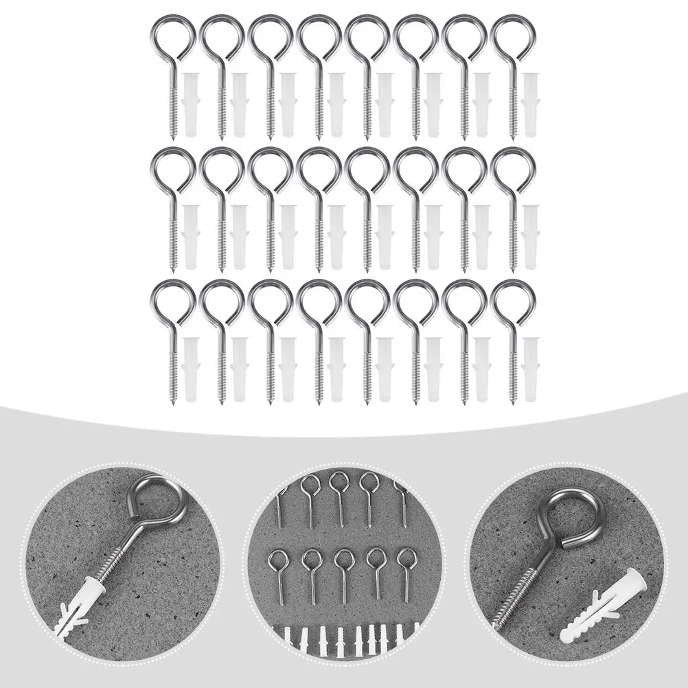 

1Set Stainless Steel Screw Hooks Heavy Duty for Indoor Outdoor Hanging Hammock Rope Lights Furniture Screws